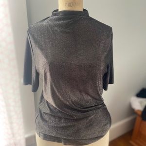 Canadian Designer Top - Sosie Sosie Montreal - Metallic funnel neck tee